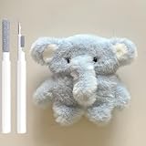Cute Blue Elephant Plush Case for AirPods 4 with Cleaner Pen, Protective Cover for Apple AirPods 4, Gift for Women