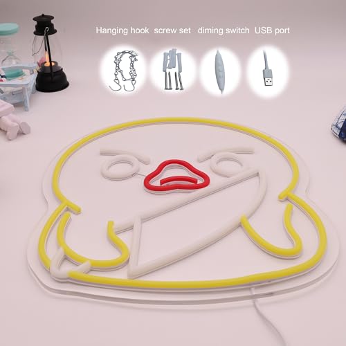 Image of Duck Neon Sign with Knife Murder Duck Lamp Led Neon Light Up Sign for Wall Decor Game Room Men Cave Birthday Holiday Gift