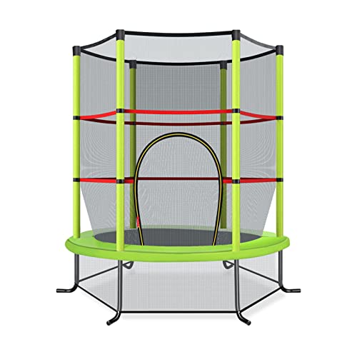Veluoess 55 Trampolino Elastico da Giardino per Bambini, Mini Trampolino con Rete di Sicurezza Tappeto Elastico per Interni ed Esterni Sport e Fitness per Bambini (Blu