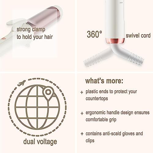 Curling Iron 1 1/2 Inch Long Barrel, 1.5 Inch Large Curling Iron Dual Voltage, Hair Curling Wand With Ceramic Tourmaline Coating #TOP5