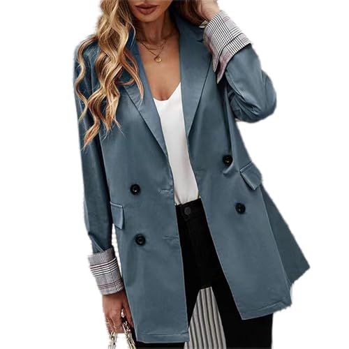 Manteau double boutonnage Hidyliu à col cranté veste mi-saison en polyester résistant