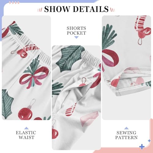 Boys' Pants Christmas Bow Leaf Long Bottoms Jogger Pants Elastic Waist Trousers with Pockets S-XL4