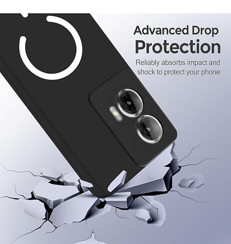 Image of SBMS Silicone Back Cover Case for Motorola G35 5G | Soft Micro-Fibre Lining Inside | Magsafe Print On Back Side Camera Protection Bump | Shockproof Case for Moto G35 (Magsafe Print Big Black)