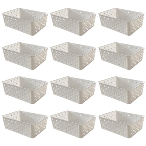 Trioplast Cesto Organizador Multiuso Empilhável Gaveta 12 Unidades Branco Polipropileno 19x14x6