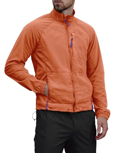 Yousify Mens Lightweight Jacket Windbreaker Full Zip Long Sleeve Outdoor Athletic Jackets for Hiking