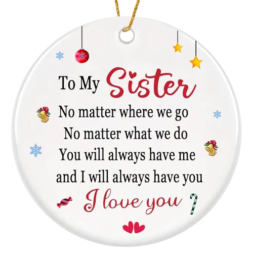 Sister Christmas Ornaments 2025,Sisters Gifts for Christmas Tree,White Sister Ornament,Friend Ornaments for Women