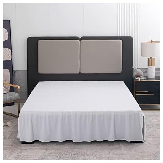 White Bed Skirt Queen Size Ruffled Bed Skirt with Split Corners, Queen Bed Skirt 14 Inch Drop, TSUTOMI Queen Size Bed Skirt White for Ruffled Bed Skirt with Split Corners, Bed Skirt Queen Size