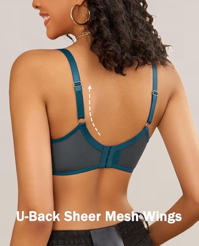 Image of Avidlove Womens Lace Bras Sexy Underwire Unlined Bra V Neck Mesh Everyday Bra Lingeries No Padded