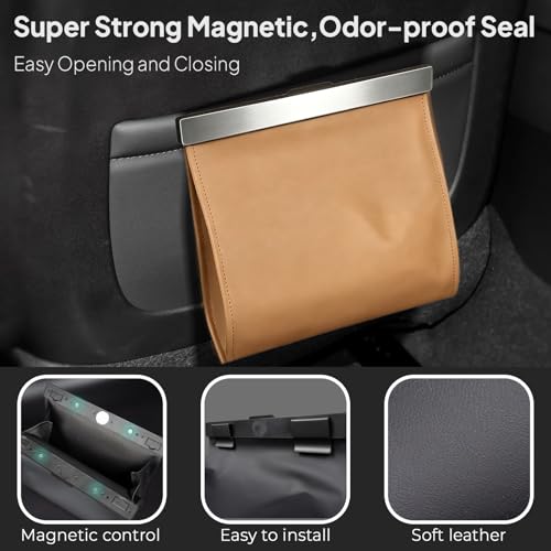 Image of COZILO LED Car Trash Can Leak-Proof,Strong Magnetic Fast Closing Car Trash Bin as Cars Organizers and Storage,Cars Garbage Can with Automotive Trashs Bag for Backseat,Console,Door