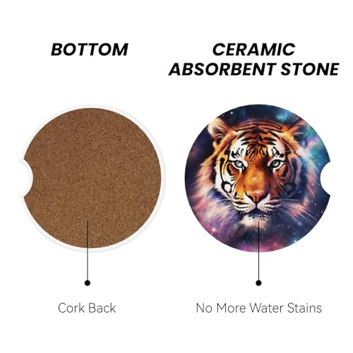 2 Pack Posavasos para Vehículo Cerámicos con Base de Corcho miniatura 2
