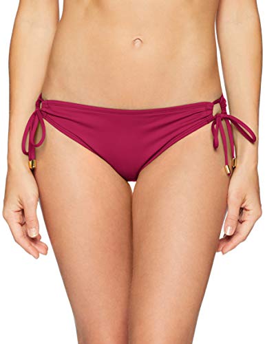 La Blanca Women's Island Goddess Side Loop Hipster Bikini Swimsuit Bottom, Wine, 4