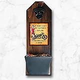 'Motorcycle' Bottle Opener and Cap Catcher, Wall Mounted - Handcrafted by a Vet - Solid Pine 3/4'...