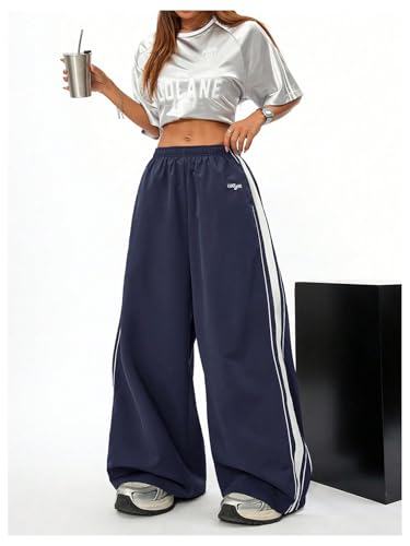 SOLY HUX Women's Baggy Sweatpants Casual Sports Wide Leg Parachute Hip Hop Pants Streetwear4
