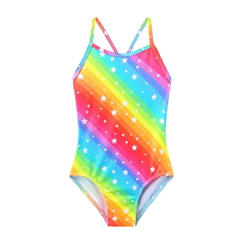 iLover Girls Sparkle One Piece Swimsuits Crossback Swimwear Beach Bathing Suit with Adjustable Strap 4-10 Years