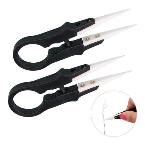 ZORZA 2Pcs Anti-Static Tweezer High Temperature Resistant 1600 Degrees Ceramic Tweezers Insulation Tweezers with Plastic Handle for Electronics,Laboratory Work,Jewelry-Making,Craft DIY Repair Tool
