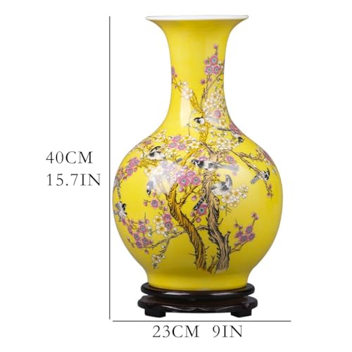 Vase en céramique jaune rétro chic pour meuble TV - 3