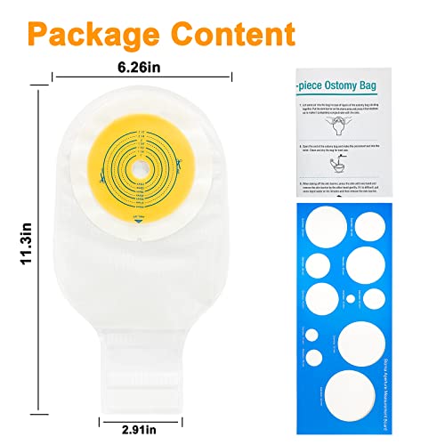 Ceeport 20 Pcs Colostomy Bags, Ostomy Supplies, One Piece Drainable Pe Ostomy Pouch For Ileostomy Stoma Care, Odor Resistant, Cut-To-Fit, Max 2 1/2" #TOP5