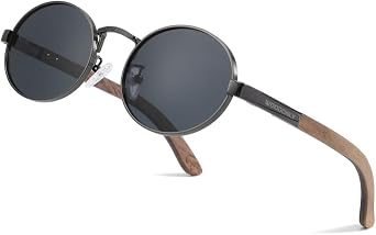 Wood Oval Polarised Sunglasses - Fashion Metal Frame Wooden Sunglasses for Men and Women Perfect Gifts