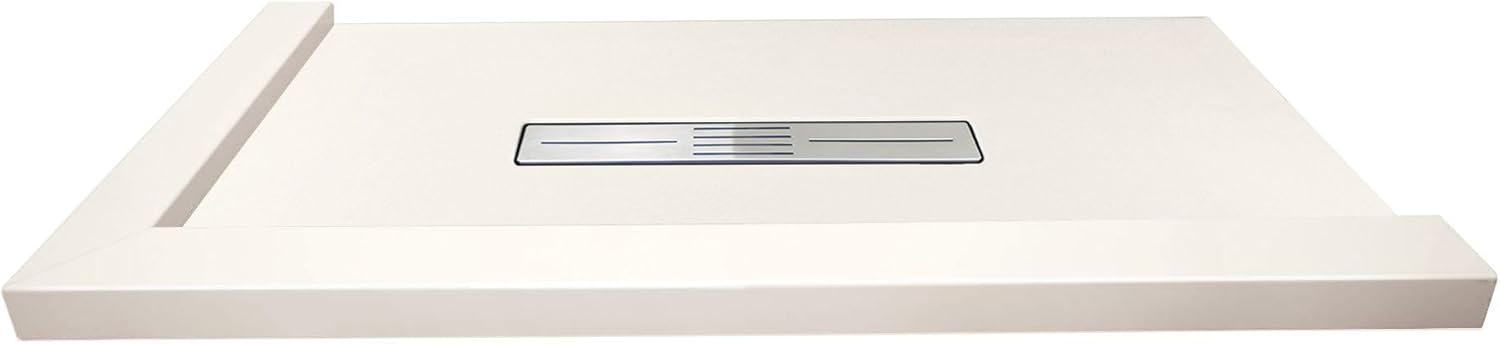 Transolid FZSDT4836C-31 Trimslate 48-in x 36-in Shower Base with Adjustable Double Threshold and Center Drain, White
