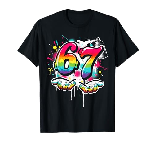 67 Graffiti Meme Funny Six Seven Gen Alpha Slang Men Boys T-Shirt
