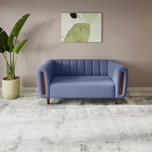 Image of Interio by Godrej Sofa Paramount 2 Seater Fabric Sofa for Living Room, 1-Year Warranty, Solid Wood, Ocean Blue