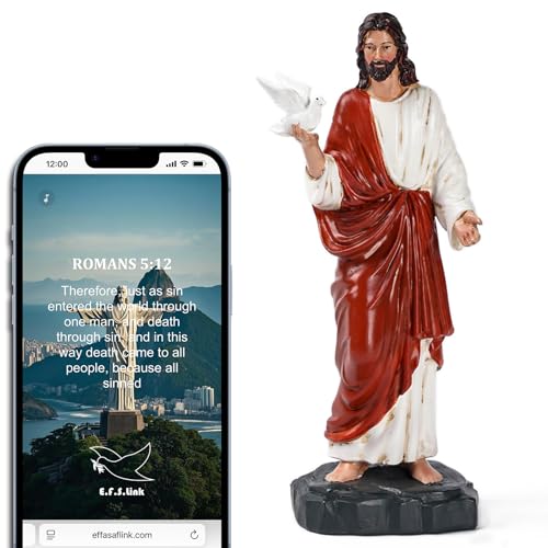 Effasaflink Jesus with Dove Resin Sculpture - 7 Inch Religious