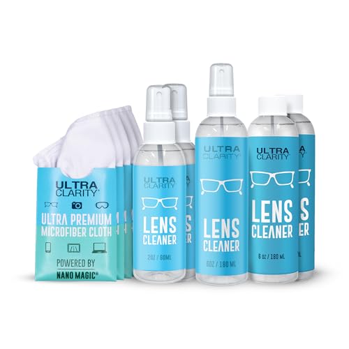 Ultra Clarity Powered by Nano Magic Eyeglass Lens Cleaning Spray 22oz Value Pack | 2 2oz Sprays, 6oz Spray, 2 6oz Refills, 5 Microfiber Cloths | Ideal for Glasses, Phone, Screens, Coated Surfaces