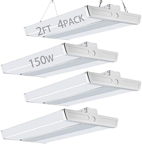 bulbeats 2FT LED High Bay Shop Light 150W, [Eqv.600W MH/HPS] Large Area Illumination 5000K Daylight Suspended Mount Linear Shop Lights for Warehouse, Energy Saving Upto 5600KW*4/5Yrs(5Hrs/Day)-4Pack