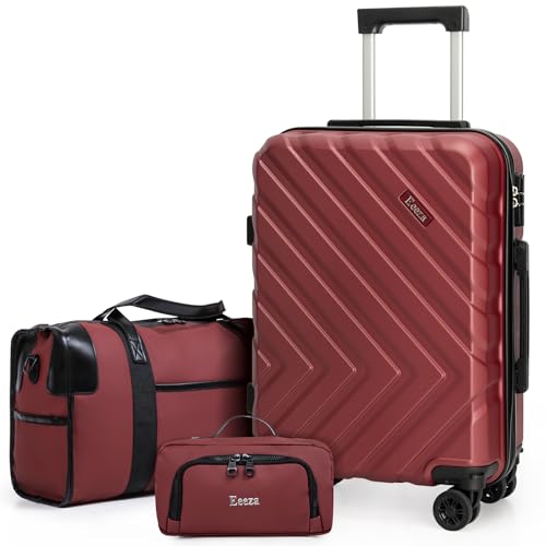 Image of 3 piece Carry on luggage 22x14x9 airline approved Vermilion