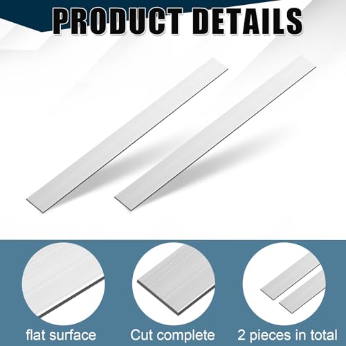 Image of Zonon 2 Pcs 6061 Aluminum Flat Bar 1 /8 Thickness x 1'' Width x 24 '' Length General Purpose Plate Metal Aluminum Bar