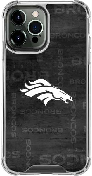 Skinit Clear Phone Case Compatible with iPhone 14 Pro Max - Officially Licensed NFL Denver Broncos Black & White Design