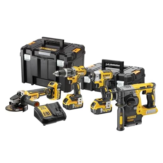 DEWALT DCK422P3T-QW - KIT XR 18V = DCD796 Taladro Percutor + DCF887 Atornillador Impacto + DCG405 Amoladora + DCH273 Martillo + 3 Baterías Li-Ion 5,0Ah + TSTAK II + TSTAK VI