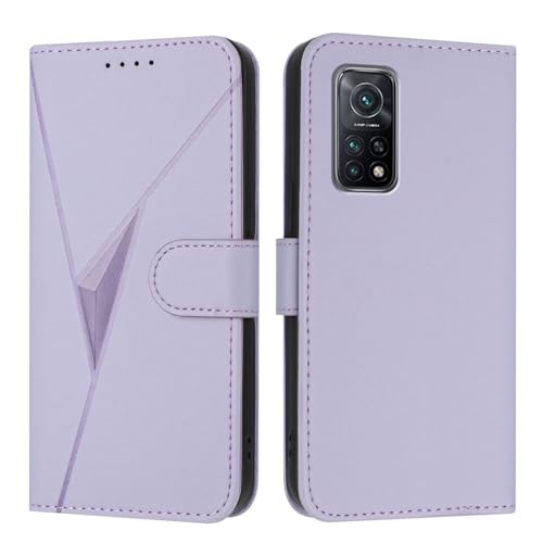 Cover per Xiaomi 10T 10T Pro - Custodia Premium Chiusura Magnetica Supporto Integrato e Funzione Portafoglio - Chiaro viola pelle