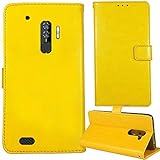 Lankashi Stand Premium Retro Business Flip Leather Case Protector Bumper for Doogee HOMTOM H80 5.5' Protection Phone Cover Skin Folio Book Card Slot Wallet Magnetic（Yellow）