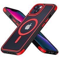 MobNano cover for iPhone 15 magnetica, compatibile con MagSafe, cover magnetica colorata per iPhone 15, Protezione Antiurto di Livello Militare, Retro Resistente ai Graffi - Nero/Rosso