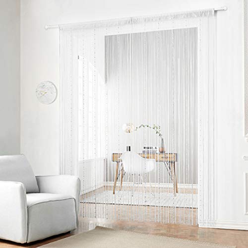 WEIXINHAI Cortina De Puerta con Borla Llana De Cristal 2 Pack 100x200cm Cadena De Puerta Hilo De Cortina Fringe Frontal Ventana Panel Divisor De Sala Eventos De Borla Linda Tira Fiesta