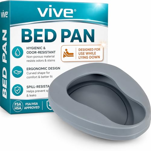 Vive Bed Pan for Elderly Females & Males - Spill Proof Bedpan for Men & Women, Contoured Extra Comfort Toilet Urinal - Firm Support for Adults, Medical Centers, Nursing, Hospitals, Patients, Home Use
