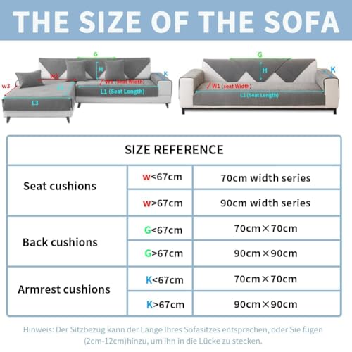 DUJUIKE Sofa Überzug 1/2/3/4 Sitzer, Chenille Sofaüberwurf, Ecksofabezug, L-Form Sofabezug, Katzensofa-Schutz, Knitter- und Kratzfest, Waschbar, rutschfest für U Form Sektionssofa(Grau,90x180cm)
