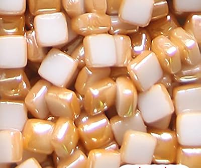 Mosaic Tiles 190 Pieces / 200 g Pack of Colorful Small Jade Mosaic Mosaic Tile Supplies for Home Decoration, DIY Crafts, Plates, Picture Frames, Flowerpots – 1x1 cm Square Tiles (Gold)