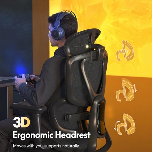 Image of FLEXISPOT Sentinel Ergonomic Gaming Chair with 3-Year Warranty | Dual-Wing Adaptive Lumbar, 3D Armrests, 120 3-Position Recline, Height-Adjustable Backrest, Desk Chair for Home Office