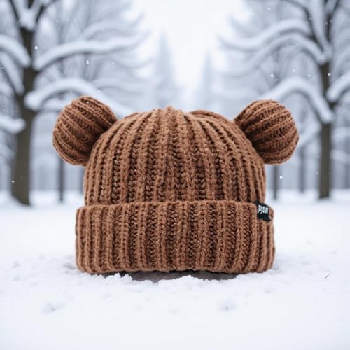 Crochet Hats Bear Beanie with Ears Hat Cute Warm Cozy Winter Slouchy Panda Animal Hats Smokey The Bear Hat2