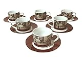 Desconocido Lote 6 Tazas Y Platos 70ML Cafe Ceramica Foto Antigua