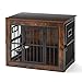 Gardner Pet Hundekäfig Möbel, 83cm Hundebox für Zuhause, Moderne Hundehütte Indoor mit 3 Türen und verstellbaren Näpfen, Hundehaus aus Metall und Holz für mittlere Hunde, 83x58x65 cm, Vintagebraun