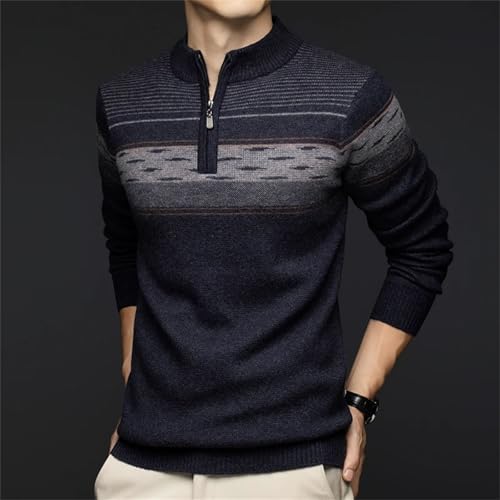 Men's Winter Thickened Knitwear 100 Percent Wool Casual Zip Collar Fashionable Base Layer Knitwear3