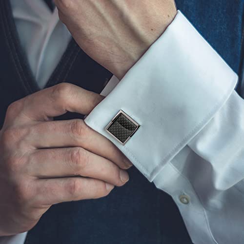 16 Pcs Cufflinks and Studs Set for Men Classic Tuxedo Shirt Cufflinks & Shirt Accessories Black&Silver Match for Business Wedding Formal Suit3