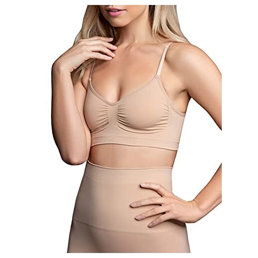 Bye Bra Sujetador Sin Costuras, Top De Mujer, Fajas, Sujetador Deportivo Inalámbrico, Negro Y Beige, Talla S-XXL (Beis, S)