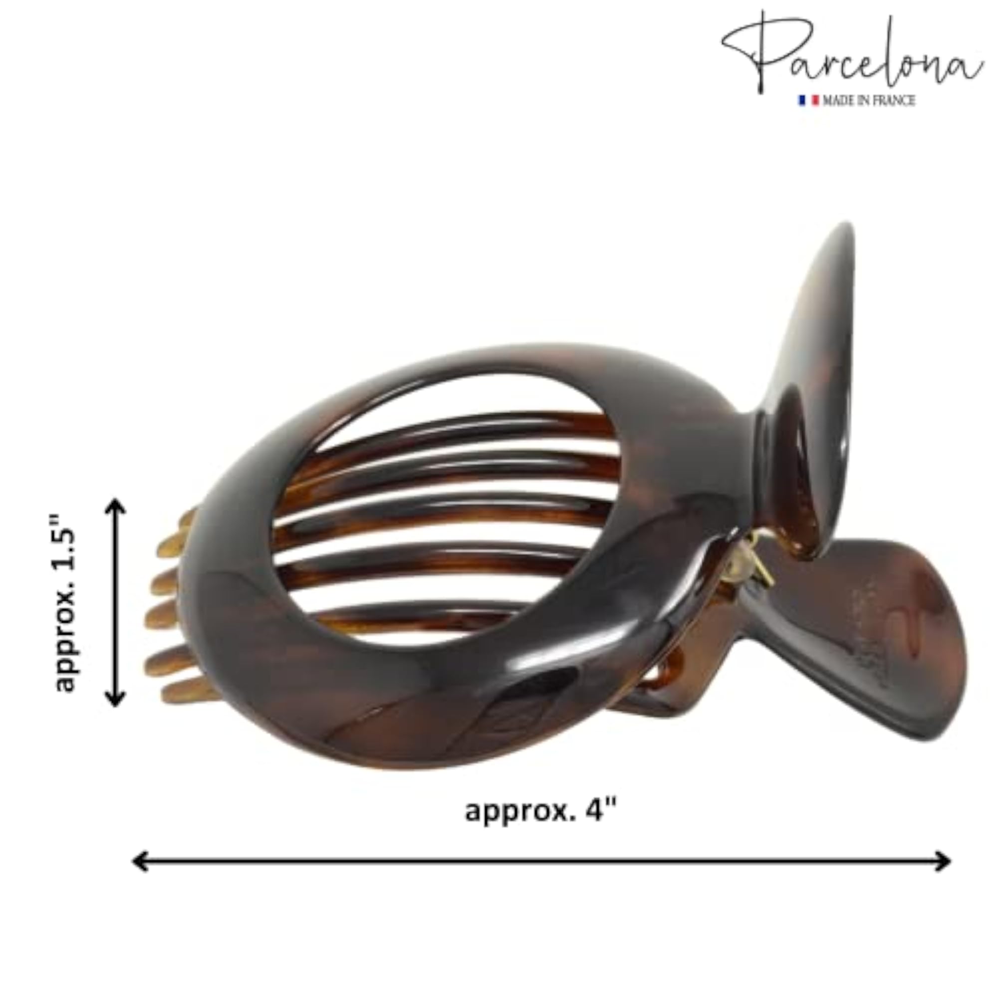 French Large Round Shell Brown Hair Claw