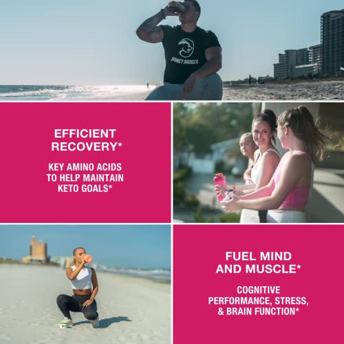 Honey Badger BCAA + EAA Amino Acids Powder, BCAAs + L-Glutamine, Keto, Vegan, Sugar Free for Men & Women, Hydration & Post Workout Muscle Recovery Drink Mix, Wild Berry, 30 Servings - Image 6