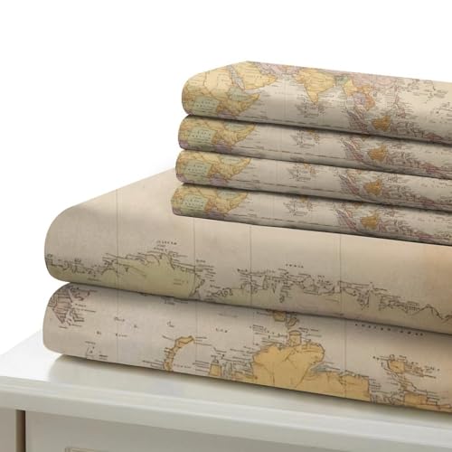 Housse de couette 135x200cm carte du monde 3D en microfibre premium