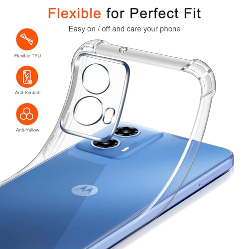 Image of Lustree Back Cover Transparent Case Compatible with Motorola G34 /G45 | Clear + TPU Case with 4 Corner Air Cushion Protection & Camera Protection | Slim& Stylus Cover